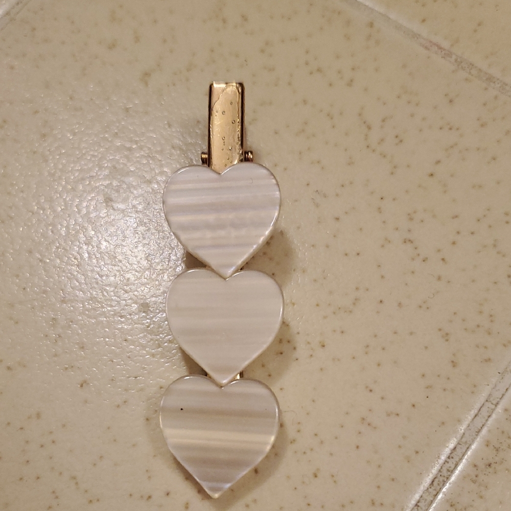 Triple Heart White Hair Clip
